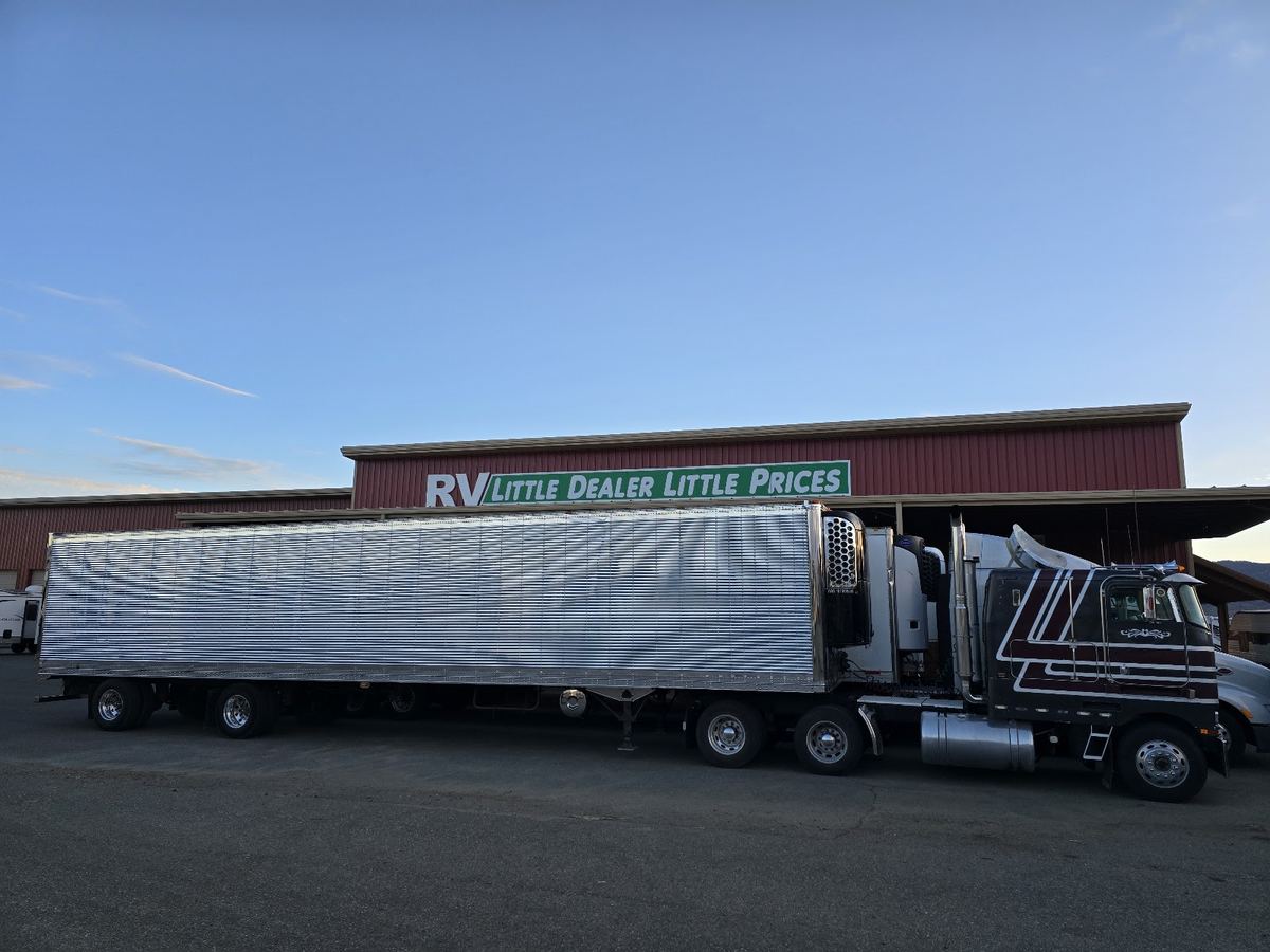 Dry van semi trailer in for repair in Phoenix